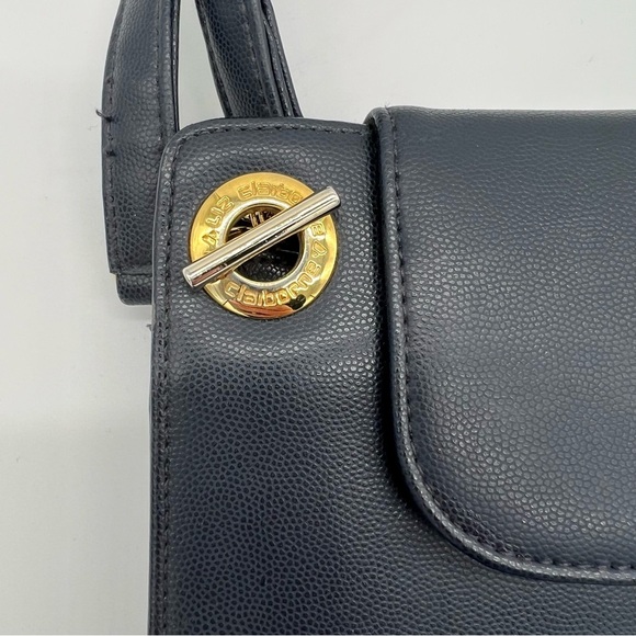 Vintage Liz Claiborne Purse Navy with Gold Hardware - Picture 2 of 9